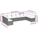 vidaXL 10-dijelni set vrtnih sofa poliratan s jastucima svijetlosivi | shoptok.hr