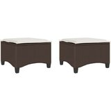 vidaXL Vrtni stolčki z blazinami 2 kosa Brown 55x55x36 cm Poly Rattan | Shoptok.si