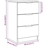  Crni hrast Noćni ormarić - 40x65x65 cm Izrađeno od konstruiranog drveta | shoptok.hr