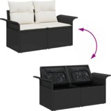 vidaXL set od 7 dijelova dnevnog boravka u vrtu s jastucima crni poli ratan, dvosjed dnevni boravak u vrtu s pohranom i jastucima crni poli ratan | shoptok.hr