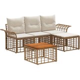  Zunanja garnitura za sedenje 5 pcs Naravna in krem bela, (5000272603) | Shoptok.si