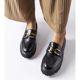 Gemre Black women's loafers embellished with a buckle Piazzo | Shoptok.si