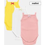 Mafimi Pamučni Bodići na bretele za bebe i decu set od 3 - žuta/ bela/ puder Cene