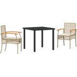  Vrtni set za objed s jastukom 3 pcs Bež i crna Ratan | shoptok.hr