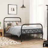 Maison Chic Kovinski Posteljni okvir - Dvoposteljna postelja - Zakonska postelja z vzglavjem in vznožjem črn 107x203 cm, (21696739) | Shoptok.si
