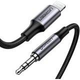 Ugreen Avdio kabel z aluminijastim ohišjem (70509) - Lightning na Jack 3,5 mm, MFi certificiran, 1 m - črn | Shoptok.si