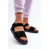 Big Star Women's suede platform sandals Black cene