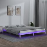  LED okvir kreveta bijeli 135 x 190 cm bračni od masivnog drva | shoptok.hr