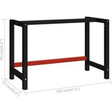 vidaXL Okvir za radni stol metalni 120 x 57 x 79 cm crno-crveni | shoptok.hr