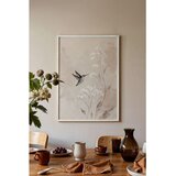 Wallxpert uramljena slika 115239, kolibri među belim poljskim cvetovima u bež tonovima, 50 x 70 cm, beli ram | Eponuda.com