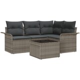 vidaXL set od 4 dijela vrtnih sofa s jastučićima crni poli ratan, 2-sjedalna vrtna sofa s pohranom i jastučićima sivi poli ratan | shoptok.hr