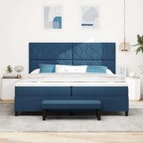 vidaXL Postelja s škatlo z vzmetnico in klopjo modra 200x200 cm tkanina, (22083059) | Shoptok.si