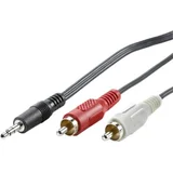 11.99.4341 utičnica audio priključni kabel [1x 3,5 mm banana utikač - 2x muški cinch konektor] 1.50 m crna sa zašt
