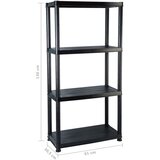 Police za pohranu s 4 razine crne 61 x 30,5 x 130 cm plastične | shoptok.hr