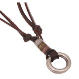 INF Vintage usnjena ogrlica z dvojnim krogom Brown, (21237751) | Shoptok.si