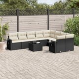 vidaXL 10-dijelni set vrtnih sofa s jastucima crni od poliratana | shoptok.hr