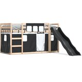 vidaXL Pograd s toboganom in zavesami bel in črn 90x200 cm | Shoptok.si