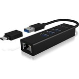 Raidsonic ICY BOX IB-HUB1419-LAN USB 3.2 Gen 1 (3.1 Gen 1) Type-A Black | shoptok.hr