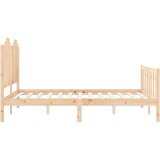 vidaXL Posteljni okvir z vzglavjem 140x200 cm trden les | Shoptok.si
