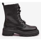 Boto Women's Eco Leather Worker Boots With Pins Black Kristines | shoptok.hr