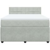 vidaXL Box spring postelja z vzmetnico svetlo siva 160x200 cm žamet | Shoptok.si