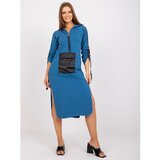 Fashion Hunters Dark blue long sweatshirt with a hood with long sleeves | shoptok.hr