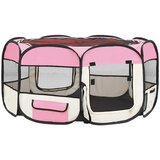  Sklopiva ogradica za pse s torbom za nošenje roza 145x145x61 cm | Eponuda.com