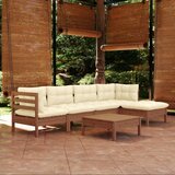 The Living Store Vrtna sedežna garnitura 6-delna z blazinami med. rjava borovina - Vrtna Sedežna Garnitura, (21475960) | Shoptok.si