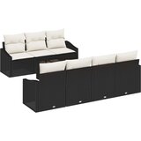  Vrtna sofa set Set od 8 Bež crna Ratan poliester Vanjski stol | shoptok.hr