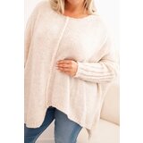 Kesi Włoski Women's Plus Size sweater with acrylic in a loose fit and 3/4 sleeves beige | Eponuda.ba