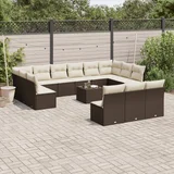 vidaXL 14 kosov Garden Sofa Set z blazinami Brown Poly Rattan