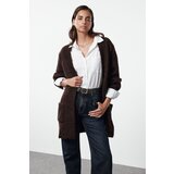 Trendyol Brown Soft Textured Wide Fit Knitwear Cardigan | Shoptok.si