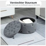  Okrugli stolac s pretincem za pohranu prošiveni dizajn s gumbima navlaka s baršunastim izgledom siva 60 x 60 x 40 cm | shoptok.hr