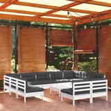 Maison Chic Seti vrtnega pohištva - Vrtna garnitura - Vrtni pohištvo set 12-delna z blazinami bela borovina, (21815608) | Shoptok.si