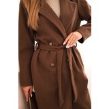 Kesi Włoski Women's suede coat tied at the waist brown | Shoptok.si