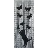 Maximex Crno-siva zavjesa za vrata od bambusa 200x90 cm Cat and Butterfly -