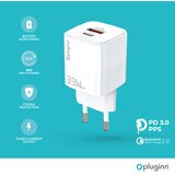 Pluginn PI-D73-33w Kućni punjač QC3.0 PD3.0, PPS, USB-PD, 20W+33W, 53W, Sa PD iPhone lightning kablom, Beli Cene