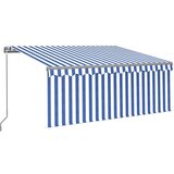  Tenda na ručno uvlačenje s roletom LED 3 x 2 5 m plavo-bijela | shoptok.hr