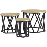  Ugolni bočni stol 3 pcs Sonoma hrast Inženjerska drva i čelik | shoptok.hr