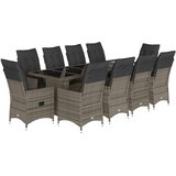 vidaXL 11-dijelni vrtni bistro set od poliratana s jastucima sivi - Bez naslona za noge Stakl 10 | shoptok.hr