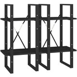 vidaXL knjižna omara 4-nadstropna črna 40x30x140 cm trdna borovina | Shoptok.si