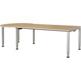 mauser Pravokotna miza, ŠxG 1800 x 900 mm, podnožje v obliki črke C na levi strani, plošča imitacija javorja, ogrodje aluminijasto srebrne barve | Shoptok.si