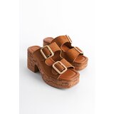 Capone Outfitters Women's Cork Platform Sold Double Strap Buckle Slippers Cene