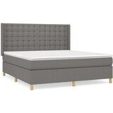  Box spring postelja z vzmetnico temno siva 160x200 cm blago, (20900640) | Shoptok.si