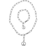 Urban Classics Accessoires Y Chain Peace Pendant Necklace And Bracelet silver Cene