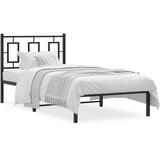  Metalni okvir za krevet s uzglavljem crni 90x190 cm | shoptok.hr