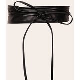 INF Eleganten pas Obi iz umetnega usnja, 360 cm dolg pas za ovijanje za ženske Black, (21685050) | Shoptok.si