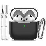 INF Silikonski ovitek za AirPods s čistilnim kompletom Black AirPods 4, (5000074597) | Shoptok.si