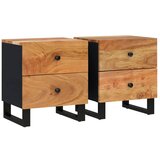 The Living Store Nočna omarica 2 kosa 40x33x46 cm trden akacijev les - Nočna Omarica, (21421079) | Shoptok.si