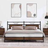 Metalni Kovinski posteljni okvir brez vzmetnice rjavi hrast 193x203 cm, (21829002) | Shoptok.si